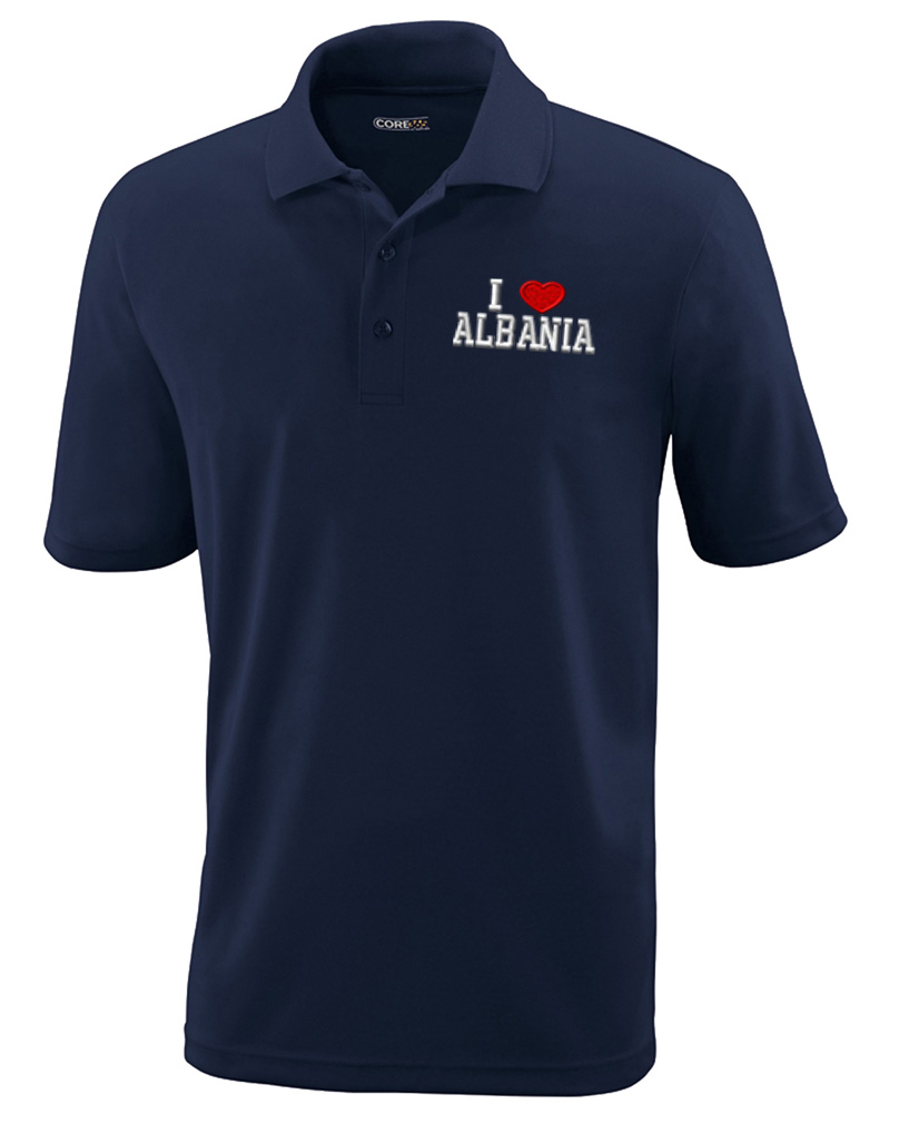 Performance Golf Tees I Love Albania Polyester Short Sleeves Polo Shirts for Men - Picture 8 of 11