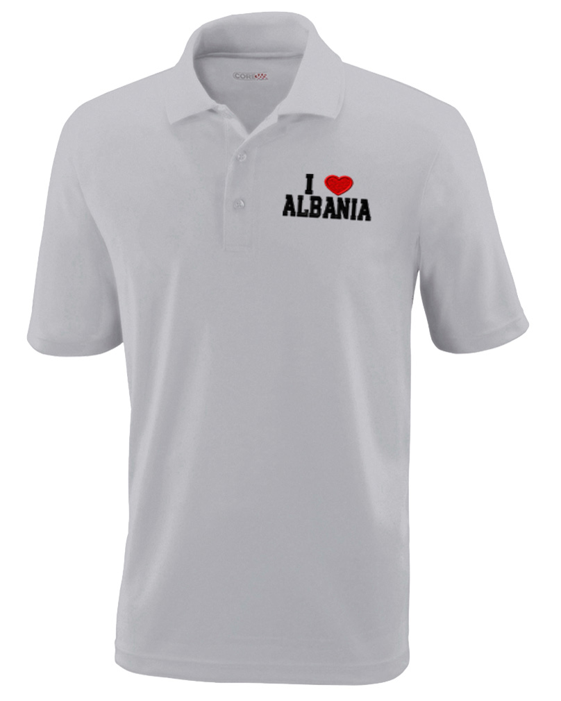 Performance Golf Tees I Love Albania Polyester Short Sleeves Polo Shirts for Men - Picture 10 of 11