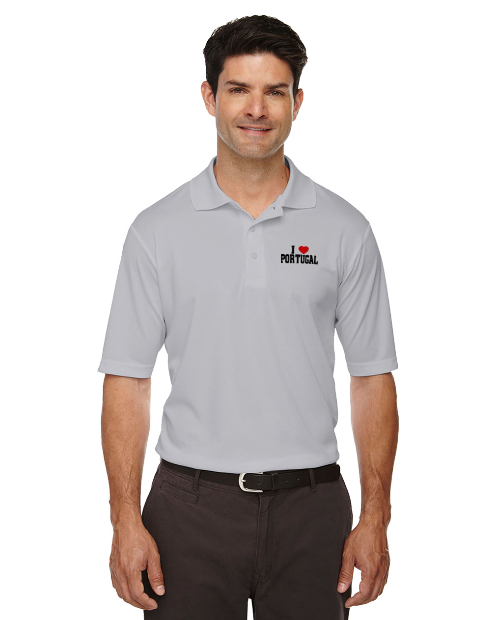 Performance Golf Tees I Love Portugal Short Sleeves Polo Shirts for Men - Picture 3 of 11