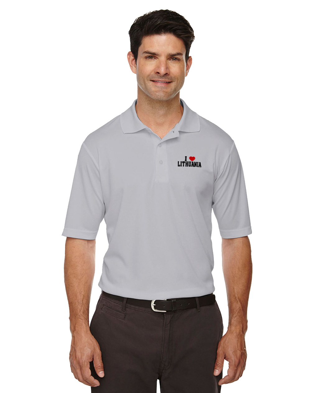 Performance Golf Tees I Love Lithuania Short Sleeves Polo Shirts for Men - Picture 3 of 11